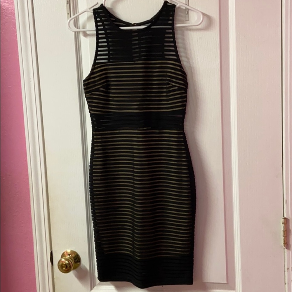 Black and nude bodycon dress